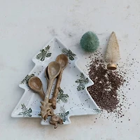 Hello Honey® 9" White Wax Relief Pinecone Stoneware Tree Plate with Gold Electroplating