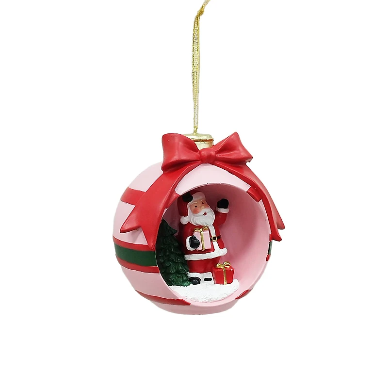 4" Hello Santa with Pink Bow Ornament by Ashland®
