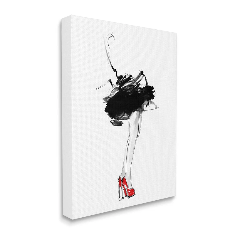 Stupell Industries Abstract Female Fashion Illustration Red Heels Tutu Canvas Wall Art