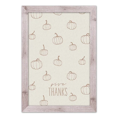 Dusty Rose Pumpkin Give Thanks Print in Western White Frame
