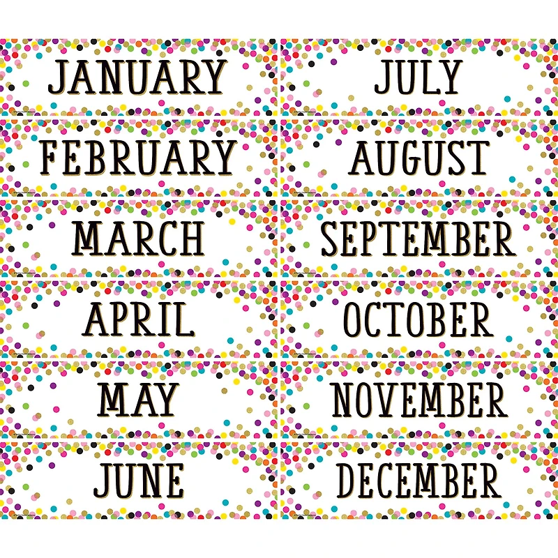 Teacher Created Resources Confetti Monthly Headliners, 3 Packs of 36