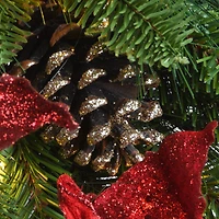 9ft. Pre-Lit Poinsettia & Pinecone Garland