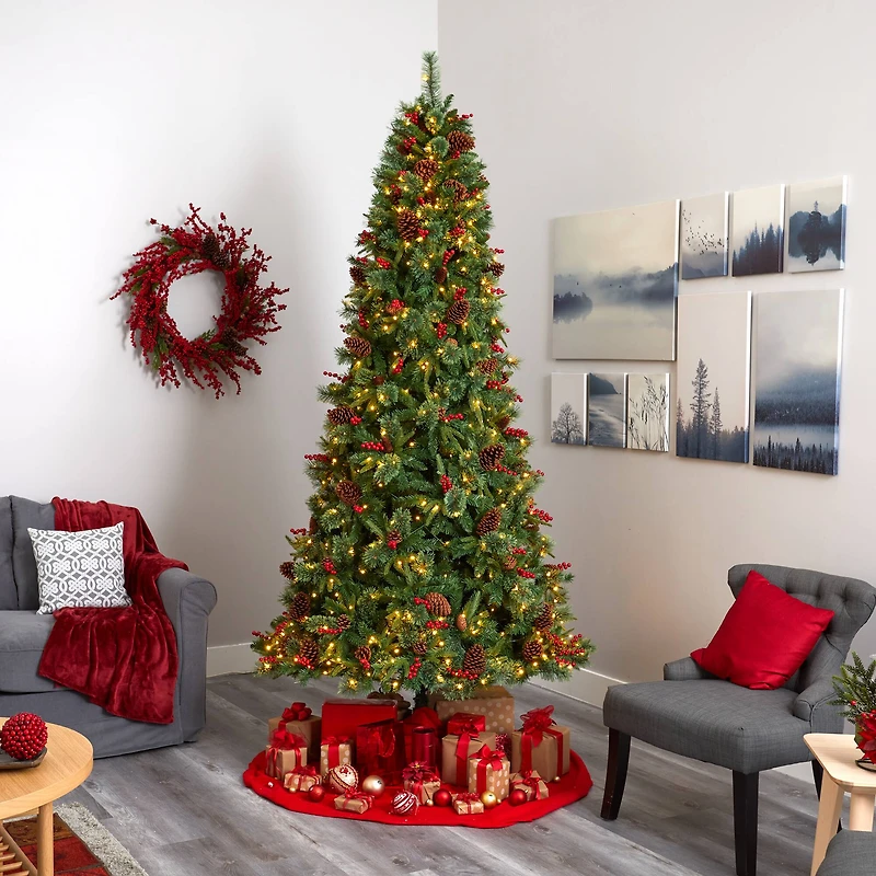 9ft. Pre-Lit Norway Mixed Pine Artificial Christmas Tree, Clear LED Lights