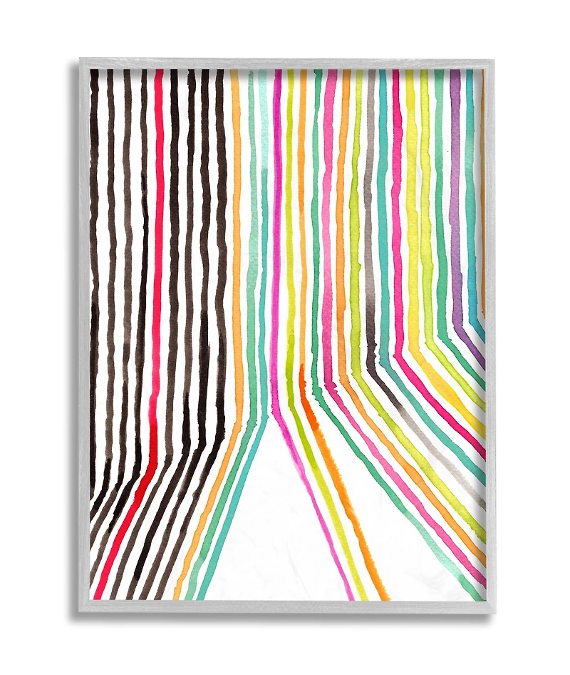 Stupell Industries Asymmetrical Line Vibrant Rainbow Framed Wall Art