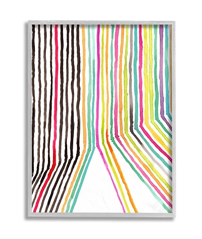 Stupell Industries Asymmetrical Line Vibrant Rainbow Framed Wall Art
