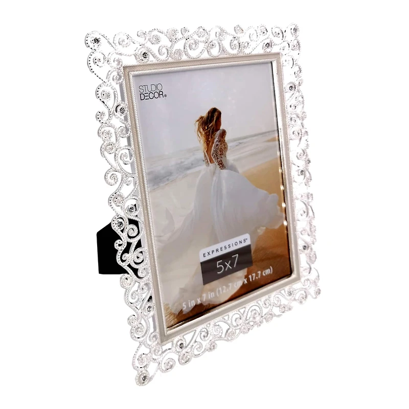 Expressions™ Silver Scroll Jeweled Frame by Studio Décor