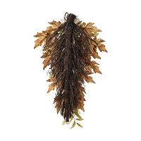 Glitzhome® 28" Fall Neutral Sunflower, Pumpkin and Leaf Swag