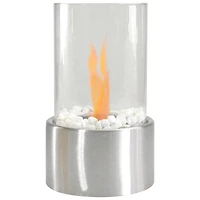 10.5" Bio Ethanol Round Portable Tabletop Fireplace with Silver Base