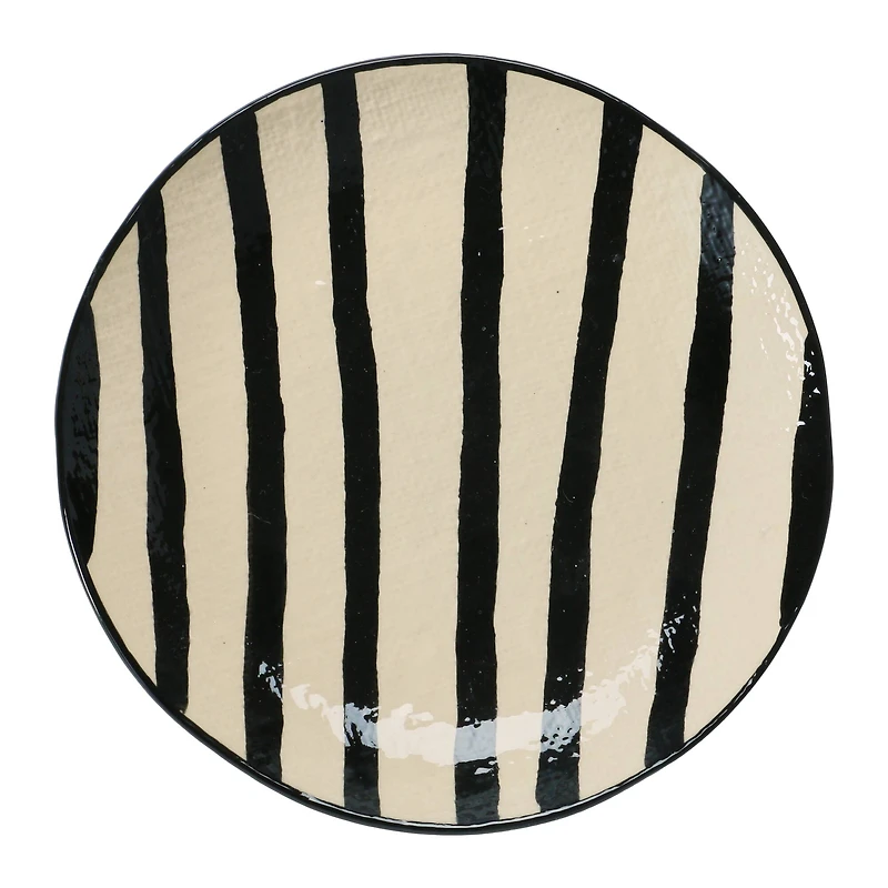 Hello Honey® 8" Black & White Round Hand-Painted Textured Stoneware Plates, 2ct.