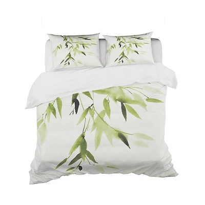 Designart 'Simplist Bamboo Leaves I' Cottage Bedding Set