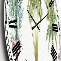 Designart 'Mixed Botanical Greens Palms Ii Farmhouse Wall Clock
