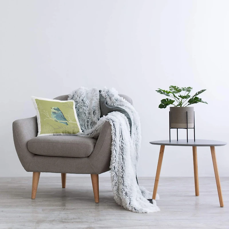 Stupell Industries Perched Blue Bird Tree Branch Shapes Throw Pillow, 18" x 18"