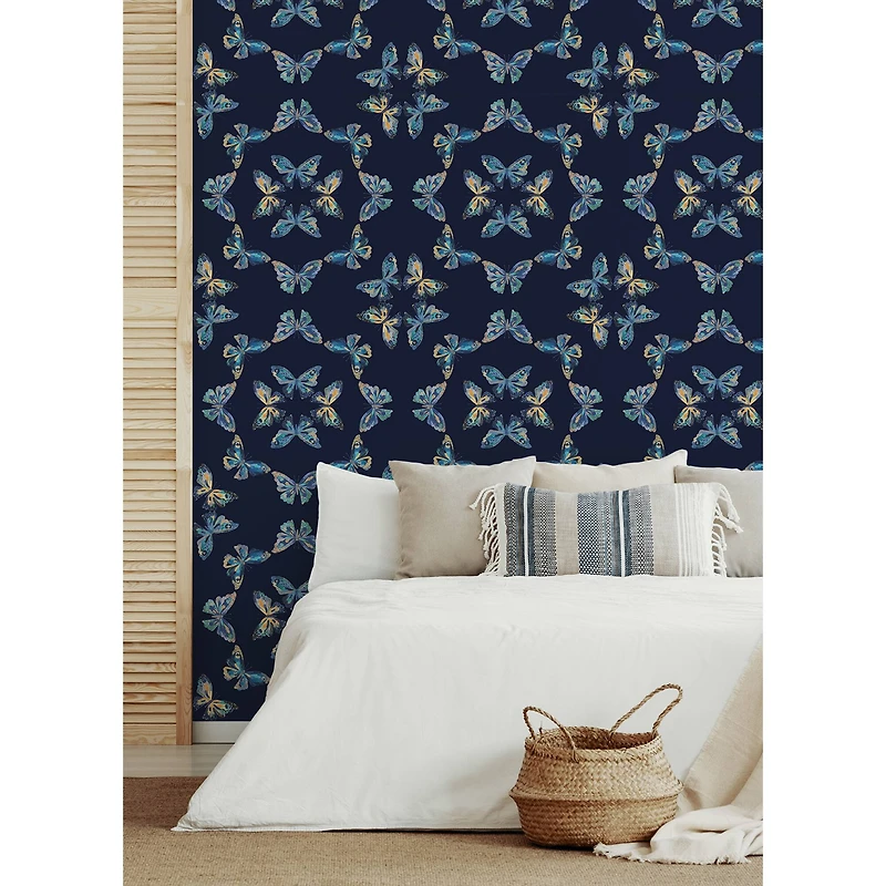 RoomMates Blue Papillon Peel & Stick Wallpaper