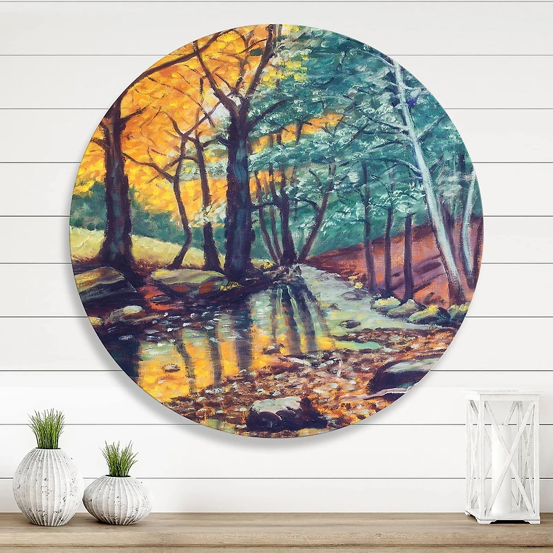 Designart - Landscape With River In Autumn Forest Sunset