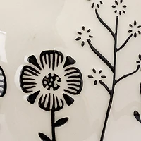 Hello Honey® 12" Cream & Black Embossed Flowers Hand-Painted Stoneware Serving Bowl