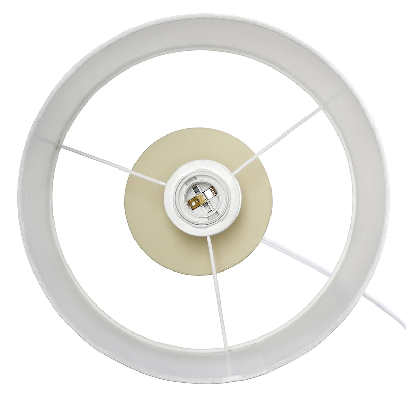 Simple Designs White Shade Ceramic Hourglass Table Lamp