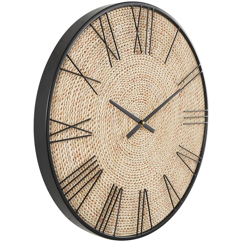 23.5" Coiled Rope Wall Clock with Black Metal Frame
