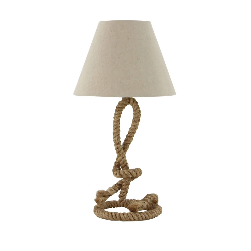 Brown Jute Rope and Iron Rustic Table Lamp, 29" x 15" x 15"