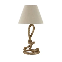 Brown Jute Rope and Iron Rustic Table Lamp, 29" x 15" x 15"
