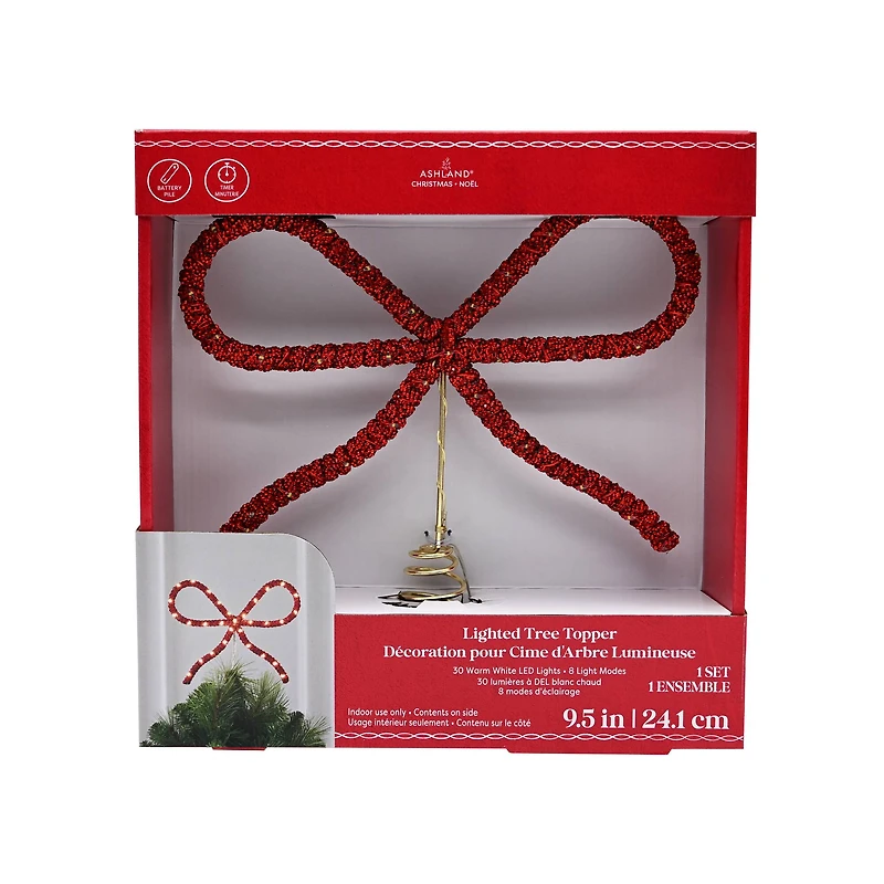 9.5" Red Rhinestone Bow Lighted Tree Topper by Ashland®