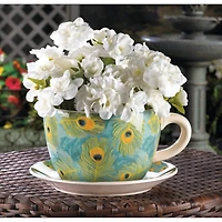 4.5'' Peacock Feather Teacup Planter