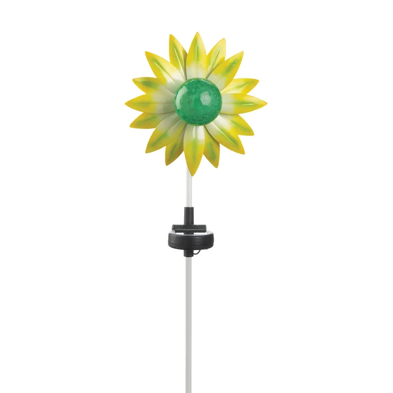 21.5" Green and Yellow Flower Solar Stake