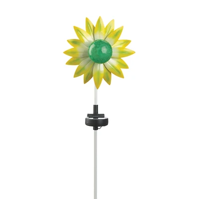 21.5" Green and Yellow Flower Solar Stake