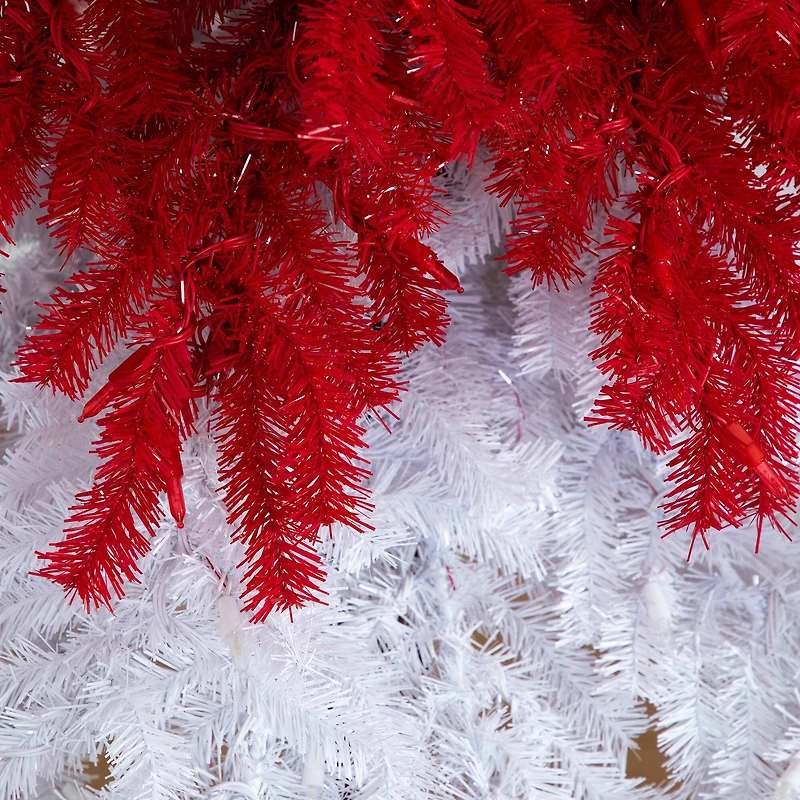 7ft. Pre-Lit Red & White Santa’s Hat Artificial Christmas Tree, Red & White LED Light