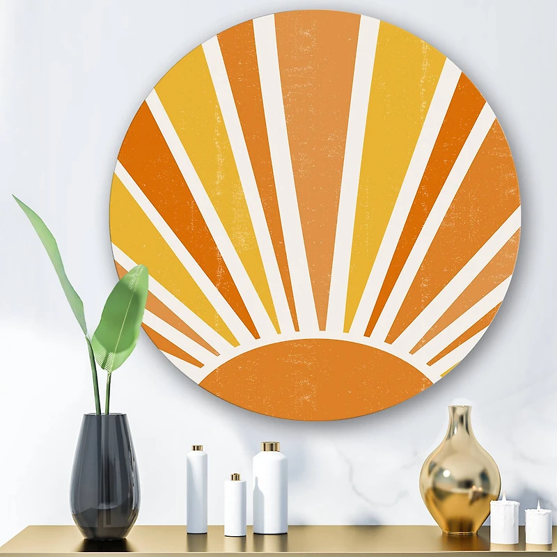 Designart - Minimalist Bright Shining Orange Sun Rays II