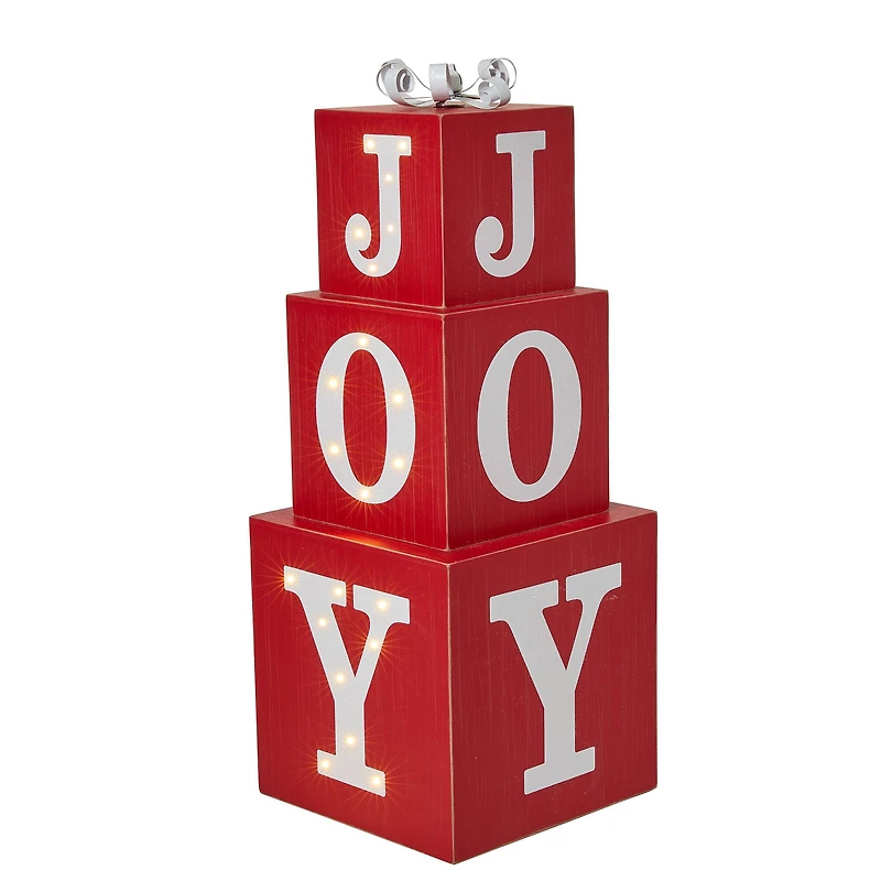 Glitzhome® 32" Lighted Wooden Block JOY Porch Sign