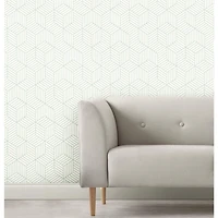 RoomMates Striped Green & White Hexagon Peel & Stick Wallpaper