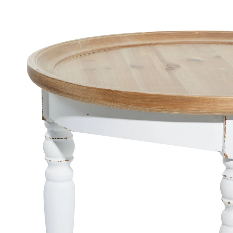 24" White Wood Farmhouse Accent Table