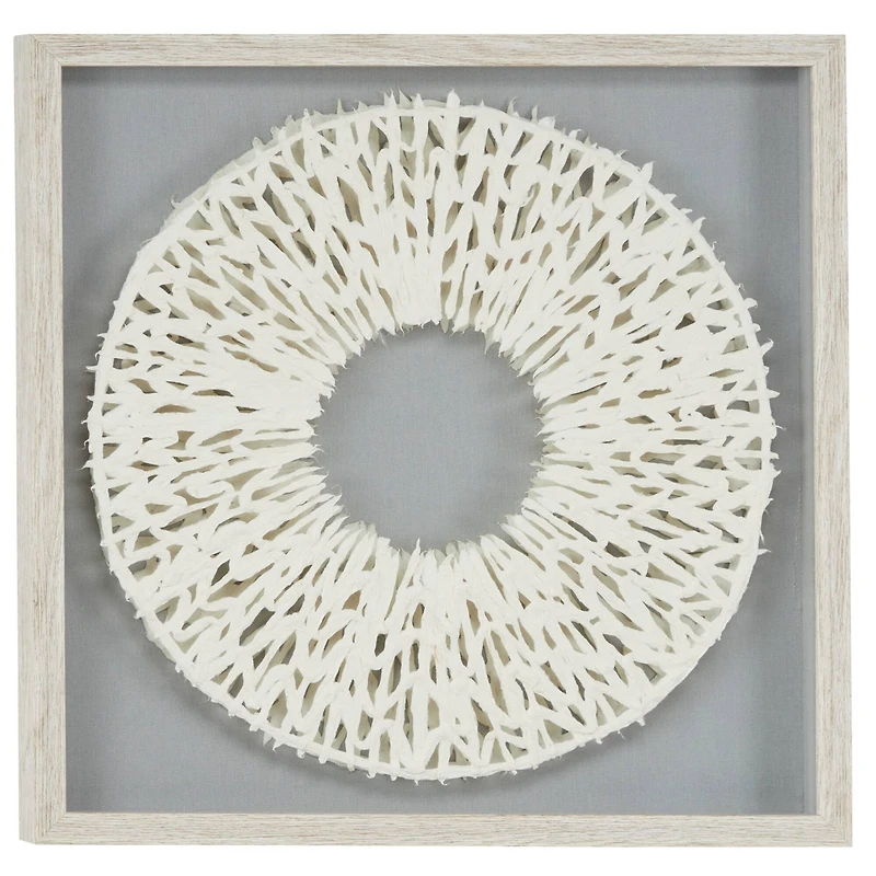 White Paper Handmade Geometric Circle Framed Shadow Box 