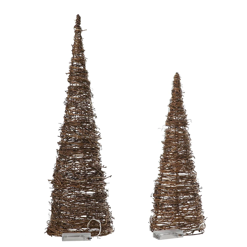 Glitzhome® Pre-Lit Rattan Christmas Table Tree Décor Set