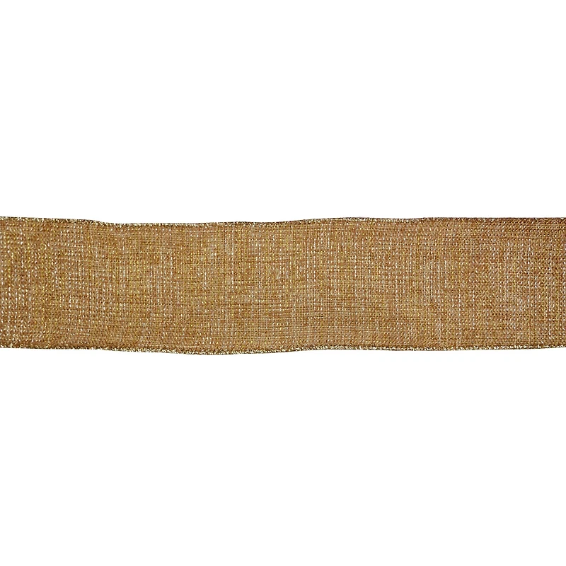 2.5" x 20ft. Gold Shimmer Wired Faux Linen Ribbon by Celebrate It®