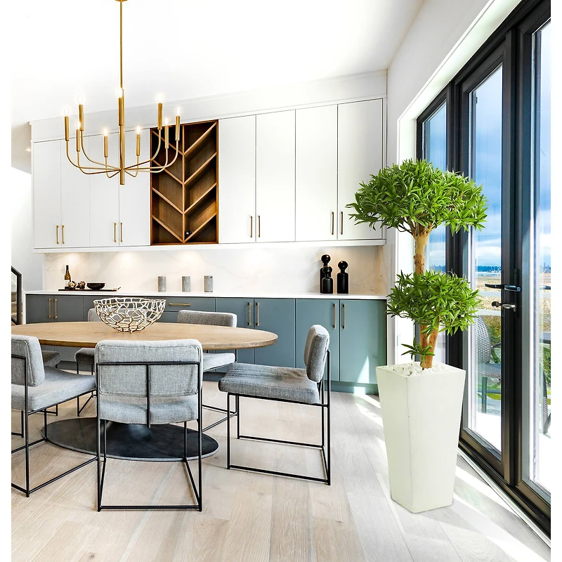 4ft. Green Bonsai Styled Plum Pine Tree in Tower Planter