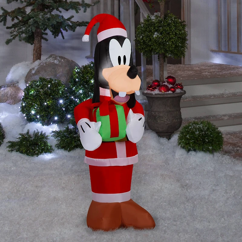 4ft. Airblown® Inflatable Christmas Goofy in Santa Suit