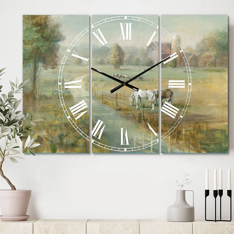Designart Tranquil Country Field Multipanel Wall Clock