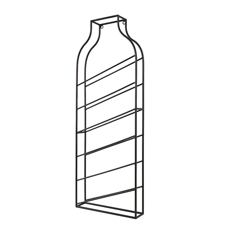 13" x 35" Black Metal Bottle Shape Wall Wine Rack