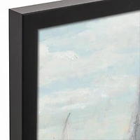 Three Sailboats Black Framed Canvas