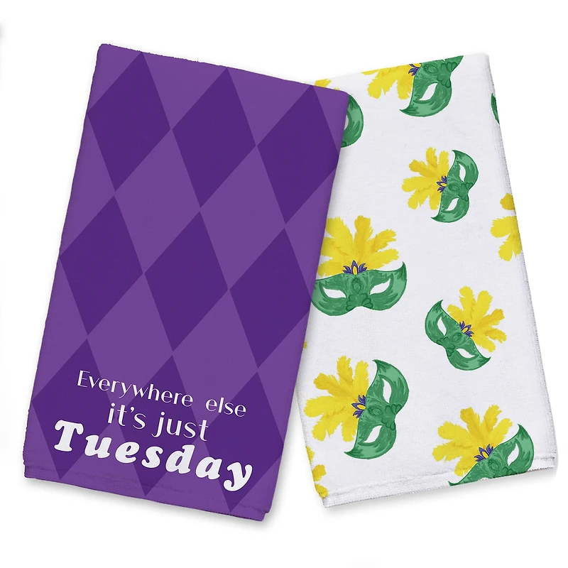 Everywhere Just Tuesday Mardi Gras Tea Towel Set