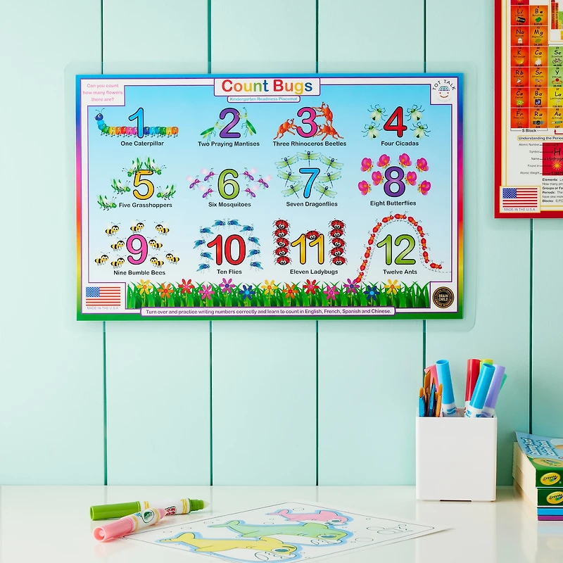 12 Pack: Tot Talk Count Bugs Placemat