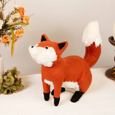 15.75" Orange Plush Sitting Fox Fall Tabletop Décor