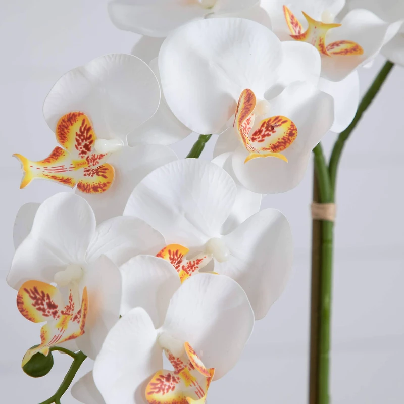 2ft. Artificial Double Orchid Arrangement in Handmade Mexican Talavera Ceramic Planter