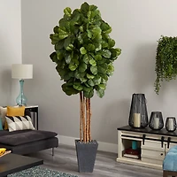 7.5ft. Fiddle Leaf Artificial Tree in Slate Planter