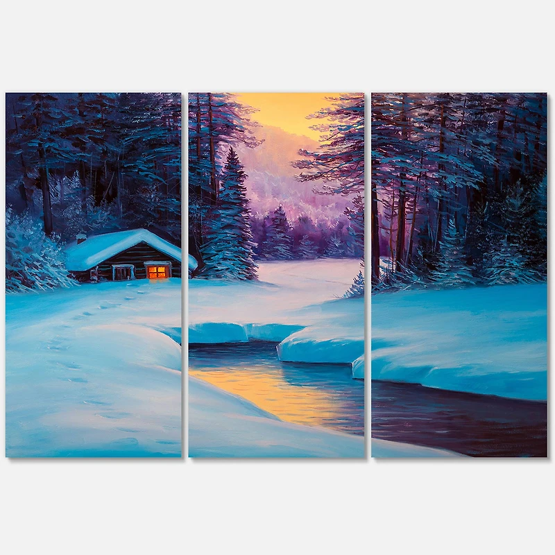Designart - Old Cabin In Winter Forest II