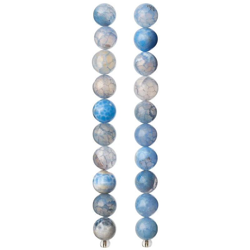 12 Pack: Blue Crackle Agate Round Beads, 10mm by Bead Landing™