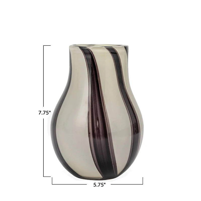 Hello Honey® 7.75" Black & White Striped Glass Vase