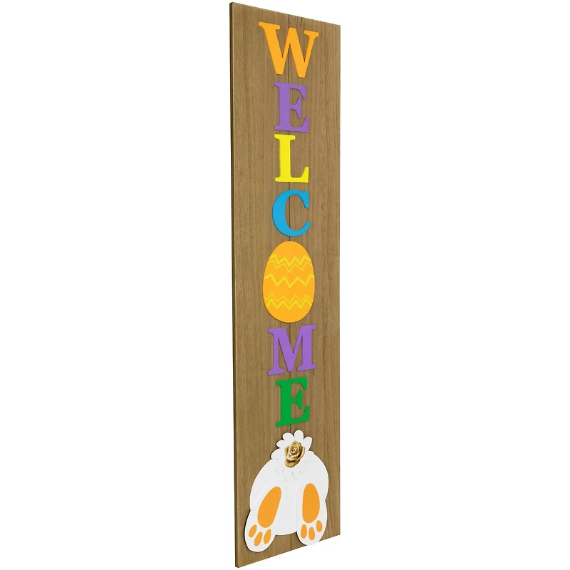 3.25ft. Welcome Wooden Easter Bunny Porch Board Sign