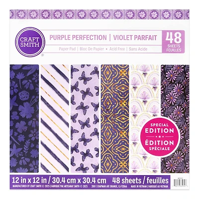 Craft Smith 12" x 12" Purple Possibilities Paper Pad, 48 Sheets